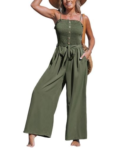 CUPSHE Olive Square Neck Straight Leg Jumpsuit - Green
