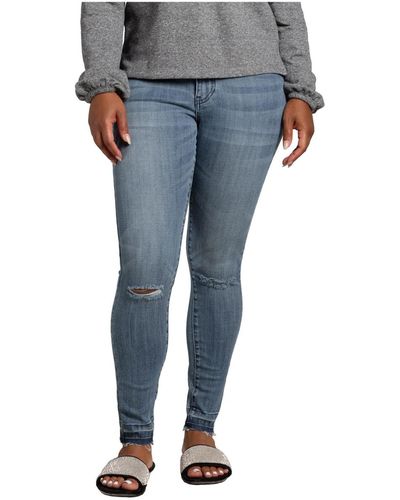 Poetic Justice Curvy Fit High Rise Release Hem Cropped Ankle Jeans - Gray