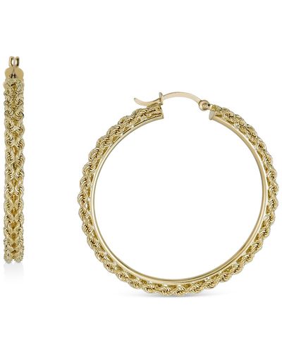 Macy's Heart Rope Chain Medium Hoop Earrings - Metallic