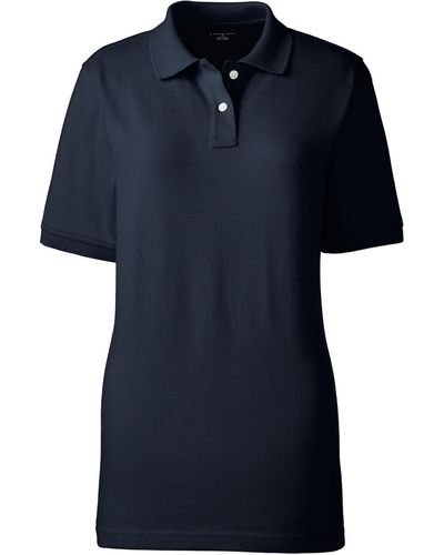 Lands' End School Uniform Tall Short Sleeve Mesh Polo Shirt - Blue
