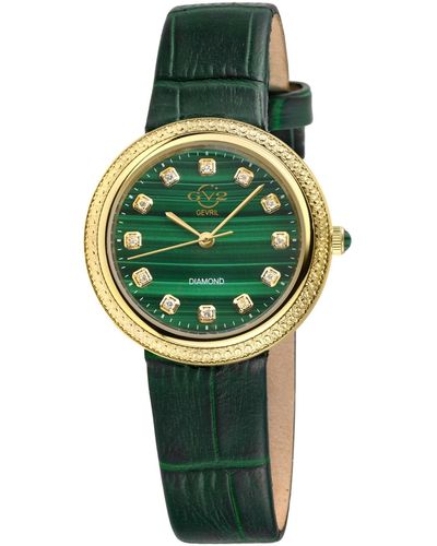 Gevril Arezzo Green Leather Watch 33mm