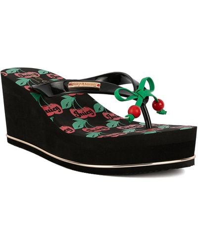 Juicy Couture Umani Cherry Platform Wedge Flip-flop Sandals - Black