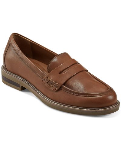 Earth Javas Round Toe Casual Slip-on Penny Loafers - Brown