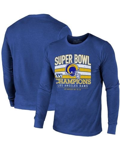 Majestic Threads Los Angeles Rams Super Bowl Lvi Champions Tri-blend Long Sleeve T-shirt - Blue
