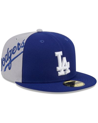 KTZ Royal/gray Los Angeles Dodgers Gameday Sideswipe 59fifty Fitted Hat - Blue