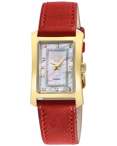 Gevril Luino Swiss Quartz Leather Watch 29mm - Red