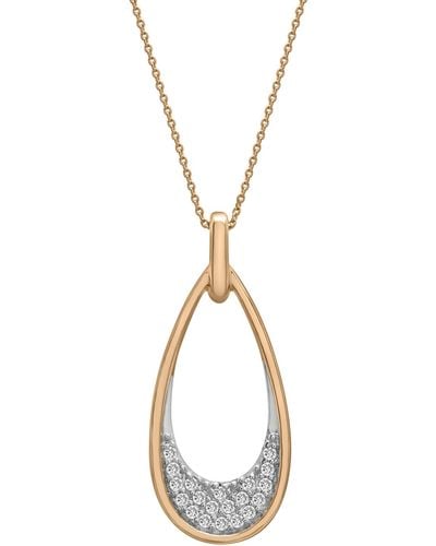 Wrapped in Love Diamond Oval Pave Pendant Necklace (1/6 Ct. T.w. - Metallic