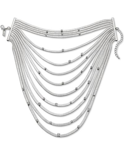 INC International Concepts Crystal & Omega Chain Layered Necklace - White