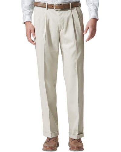 Dockers Comfort Relaxed Pleated Cuffed Fit Khaki Stretch Pants - Gray