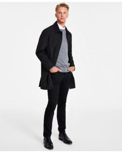Calvin Klein Car Coat Relaxed Fit Crewneck Sweater Slim Fit Shirt Slim Fit Stretch Jeans - Blue