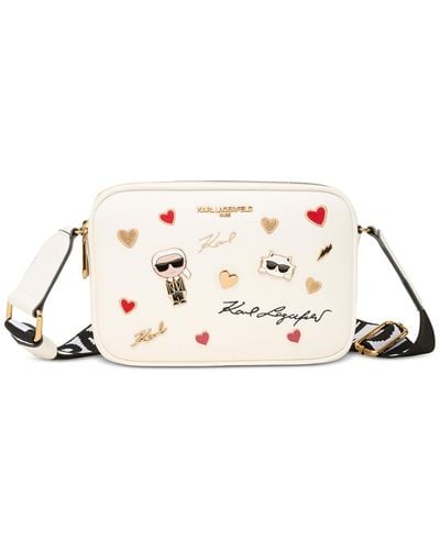 Karl Lagerfeld Maybelle Double Zip Charm Crossbody - Natural