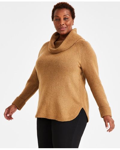Style & Co. Plus Size Waffle-knit Cowlneck Sweater - Blue