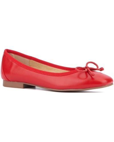 New York & Company Paulina- Square Toe Ballet Flats - Red