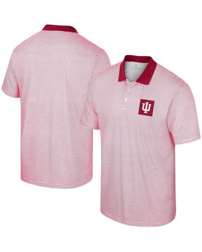 Colosseum Athletics Indiana Hoosiers Print Stripe Polo Shirt - Pink