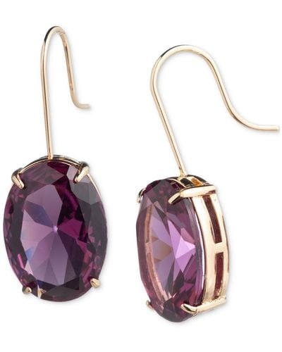 Lauren by Ralph Lauren Gold-tone Oval Stone Drop Earrings - Purple
