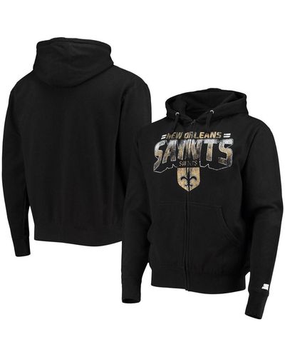 Men's Starter Heathered Gray/Gold New Orleans Saints Extreme Fireballer Pullover Hoodie Size: Large