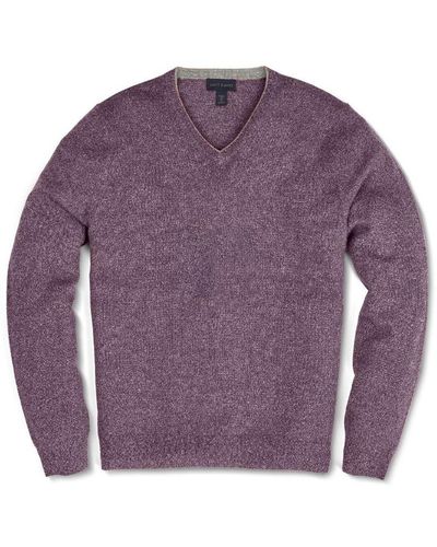 Scott Barber Marled Cashmere Vee Sweater - Purple