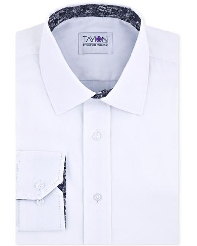 Tayion Collection Solid Dress Shirt - Blue