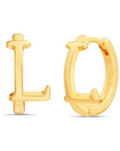 Kensie Gold-tone Letter "a" Initial huggie Hoop Earring - Metallic