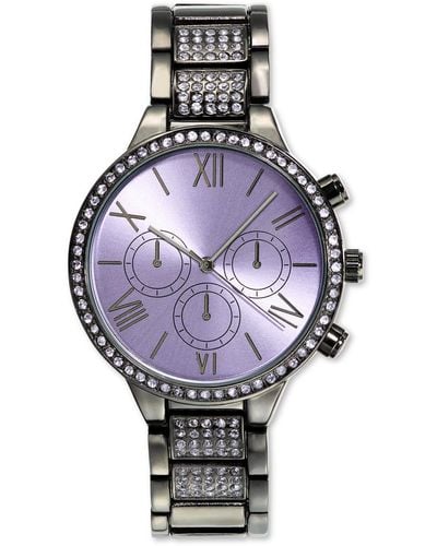 INC International Concepts Glitzy Black-tone Bracelet Watch 36mm - Purple