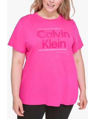 Calvin Klein Performance Plus Size Short-sleeve Logo Tee - Pink
