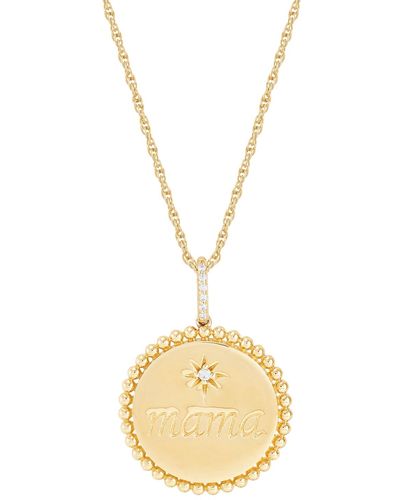 Macy's Diamond Accent Mama Disc Pendant Necklace - Metallic