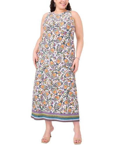 Msk Plus Size Printed Round-neck Sleeveless Maxi Dress - Multicolor