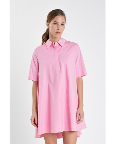English Factory A-line Short Sleeve Shirt Dress - Pink