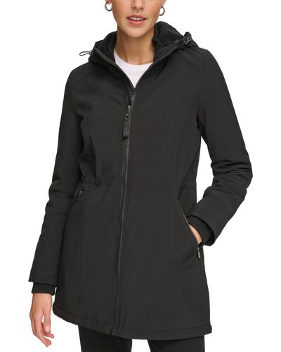Calvin Klein Hooded Faux-fur-lined Anorak Raincoat - Black
