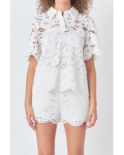 Endless Rose Lace Half Sleeves Top - White