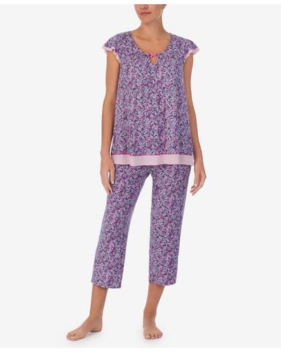 Ellen Tracy Short Sleeve 2 Piece Pajama Set - Purple