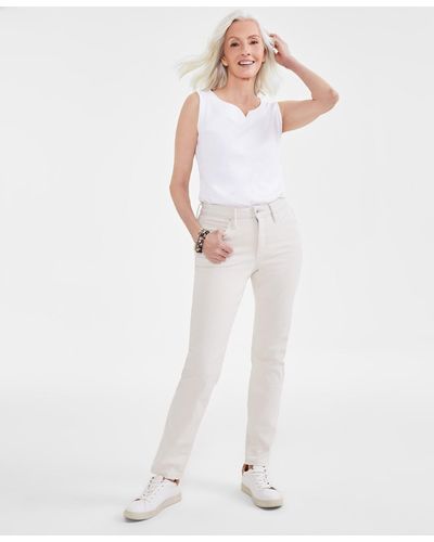Style & Co. Petite Mid-rise Slim-leg Jeans - White