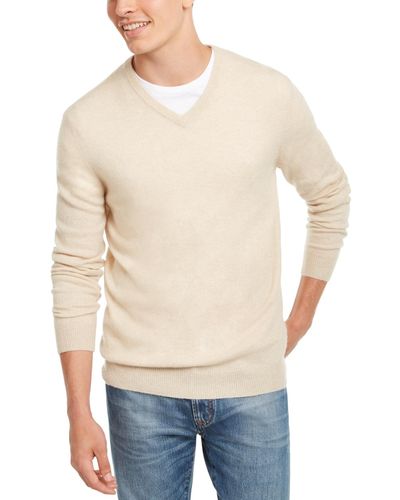 Club Room V-neck Cashmere Sweater - Natural