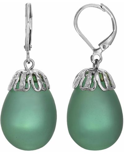 2028 Frosted Glass egg Drop Earrings - Green