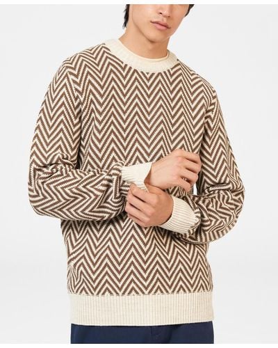 Ben Sherman Jacquard Crew Sweater - Natural