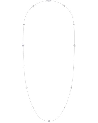 LuvMyJewelry Starry Lane Layered Design Sterling Silver Diamond Necklace - White