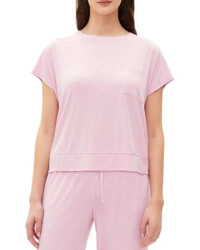 Gap Body Ribbed Short-sleeve Pajama Top - Pink