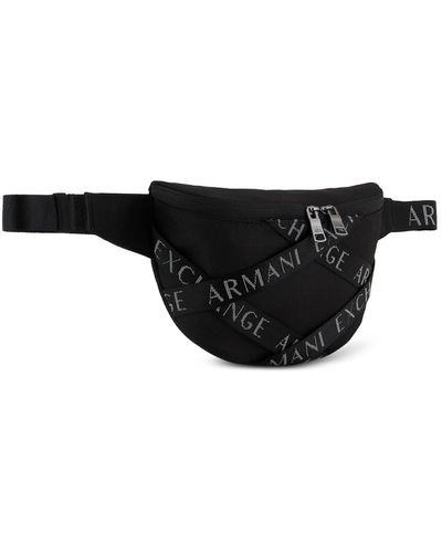Armani Exchange - Printed Logo Double Pouch Waist Bag, 70% Polyester 30% Cotton, Black 3, Size: Onesize