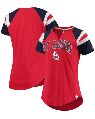 Starter Red And Navy St. Louis Cardinals Game On Notch Neck Raglan T-shirt