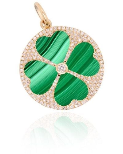 The Lovery Malachite And Diamond Lucky Clover Charm - Green