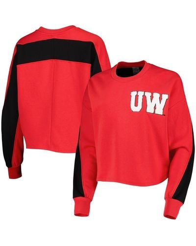 Gameday Couture Wisconsin Badgers Back To Reality Colorblock Pullover Sweatshirt - Red