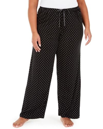 Hue Plus Size Sleepwell Printed Knit Pajama Pant Made - Black