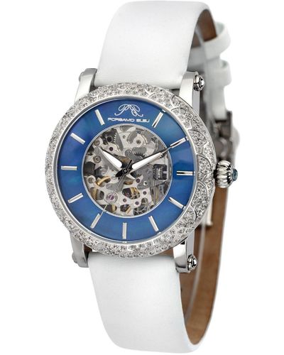 Porsamo Bleu Liza Automatic Satin Covered Leather Band Watch 692alil - Blue