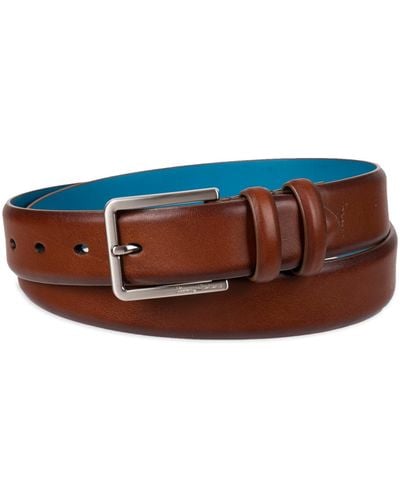 Tommy Bahama Feather Edge Leather Dress Belt - Brown