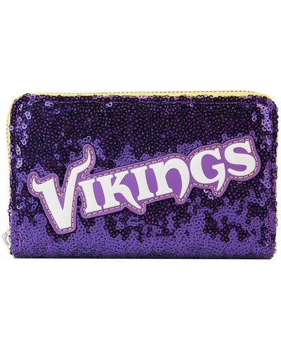 Loungefly Minnesota Vikings Sequin Zip-around Wallet - Purple