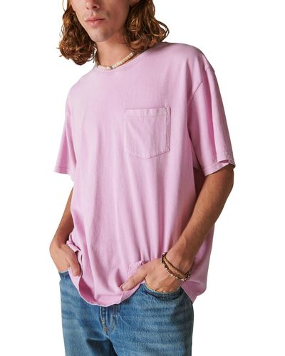 Lucky Brand Washed Short Sleeves Pocket Crew Neck T-shirt - Pink