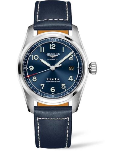 Longines Automatic Spirit Stainless Steel Chronometer Leather Strap Watch 40mm - Blue