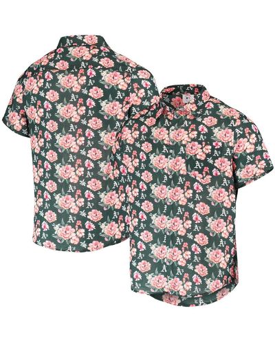 FOCO Oakland Athletics Floral Linen Button-up Shirt - Green