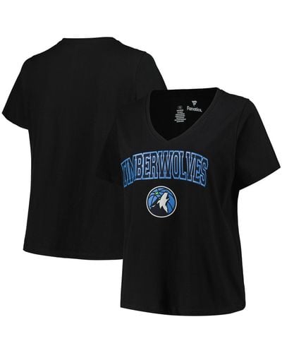 Profile Minnesota Timberwolves Plus Size Arch Over Logo V-neck T-shirt - Black