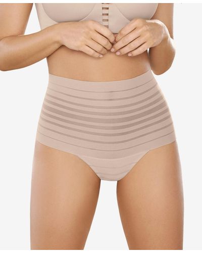 Leonisa Lace Stripe High-waisted Cheeky Hipster Panty - Natural